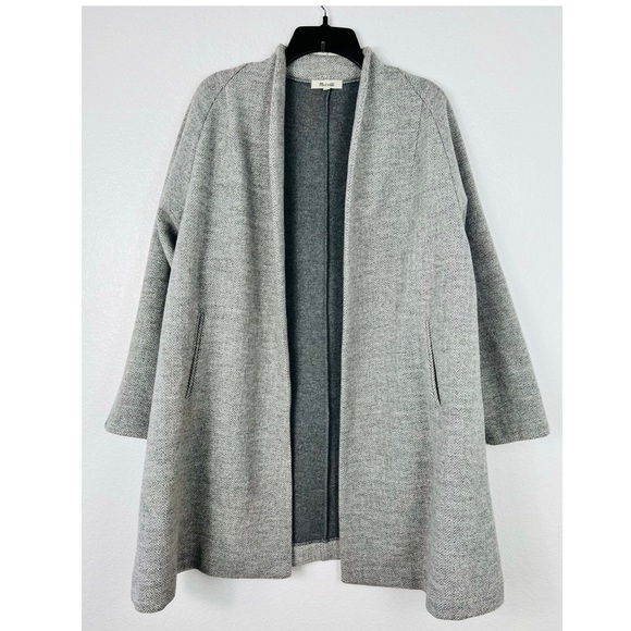 MADEWELL Stanza Herringbone GRAY Wool Blend Coat Jacket size S - Picture 2 of 11